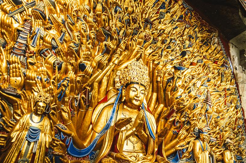 中國 重慶 大足 大足石刻 寶頂山石刻 千手觀音 中國 重慶 大足 大足石刻 寶頂山石刻 千手觀音