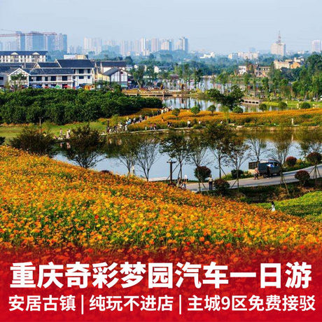 铜梁奇彩梦园花海、安居古镇直通车一日游0购物+四季花海景观+赠送安居古镇