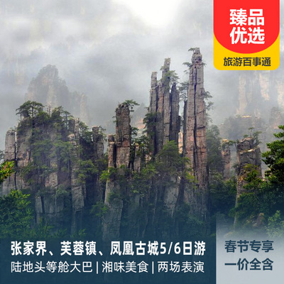 张家界旅游:【2021年春节团】张家界、天门山、凤凰古城高铁5日游/硬卧6日游