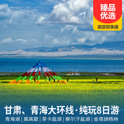 金塔胡杨林旅游:青海湖、莫高窟、茶卡盐湖、察尔汗盐湖纯玩8日游